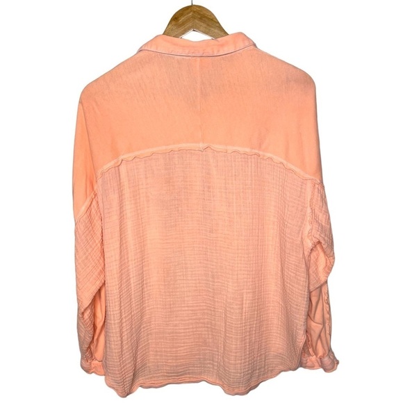 Out From Under Urban Outfitters Orange Button Down Top Large - Picture 10 of 11